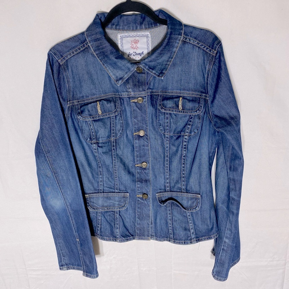 Vintage Y2K For Joseph Med Wash Blue Denim Jean Jacket S Rockabilly Festival
